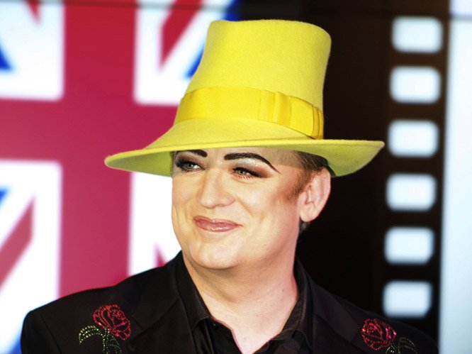 Once again, Boy George was an obvious choice. This particular hat was worn to a film festival in Rome. Journalists from the show ''Le Iene'' did what, let''s face it, everyone would want to - they tried to knock Boy George''s hat off. After picking it up, however, Boy George slapped one of the reporters in the face. We wouldn''''t advise trying it yourself.